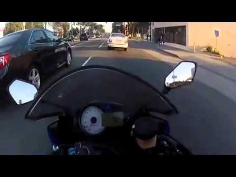 Extremely lucky biker