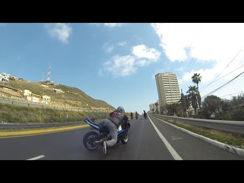 Streetbike burnout in Tijuanamexico Mexico goes wrong ending in a wreck